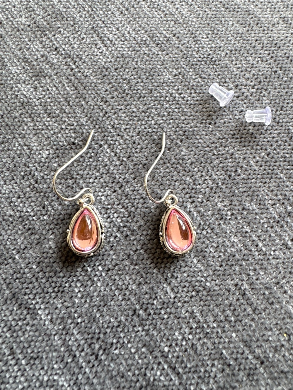 Pink teardrop, dangle costume earrings